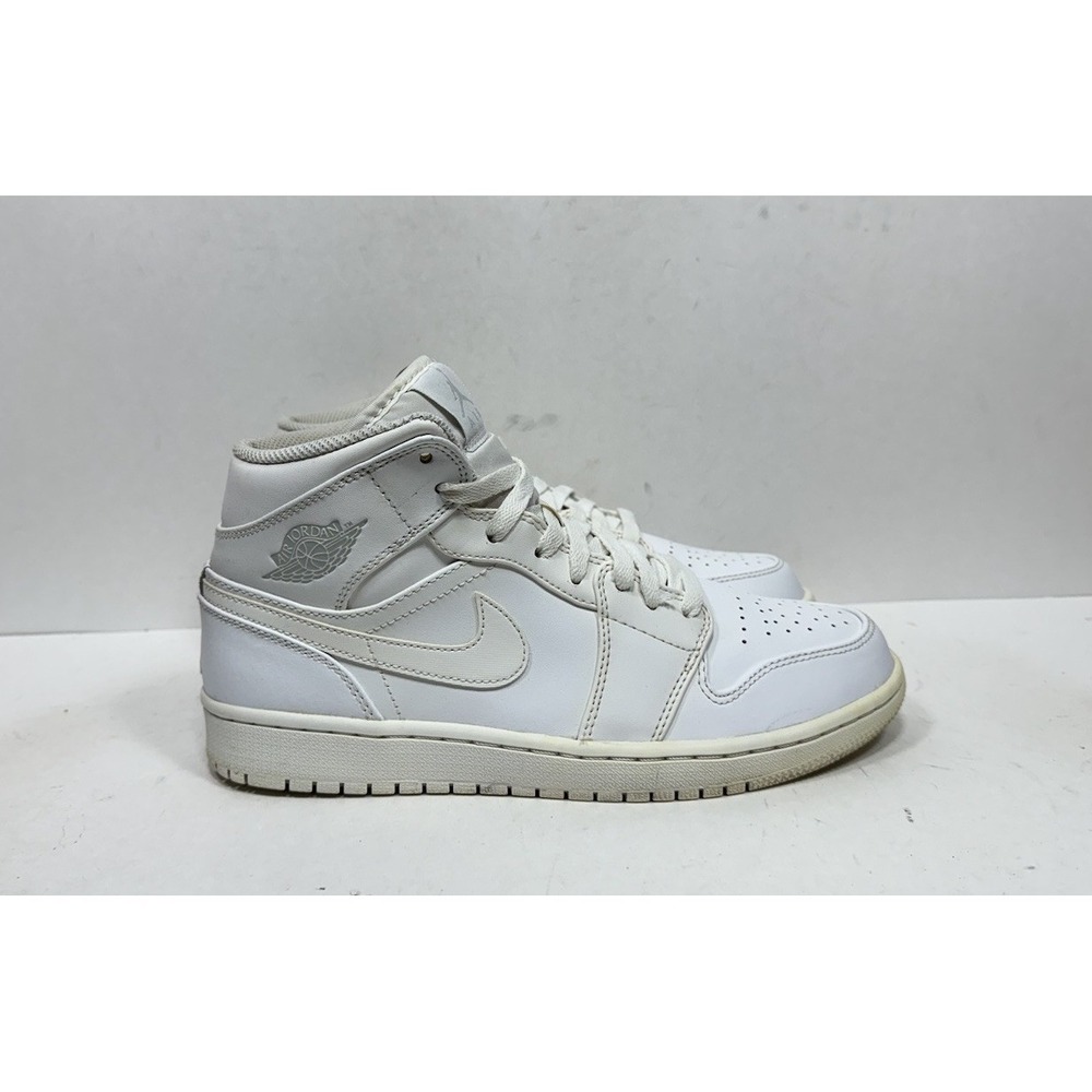 Nike Jordan 1 Retro Mid White Pure Platinum Shoes 554724-104 Men's Size 8.5